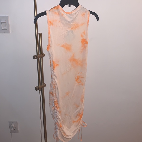 Cream Tie Dye Ruched Side Mini Dress - Picture 6 of 9